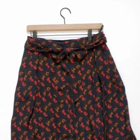 COACH Horse & Carriage Print Skirt Equestrian Equine A-Line Tie Waist Size 8 - Picture 8 of 12